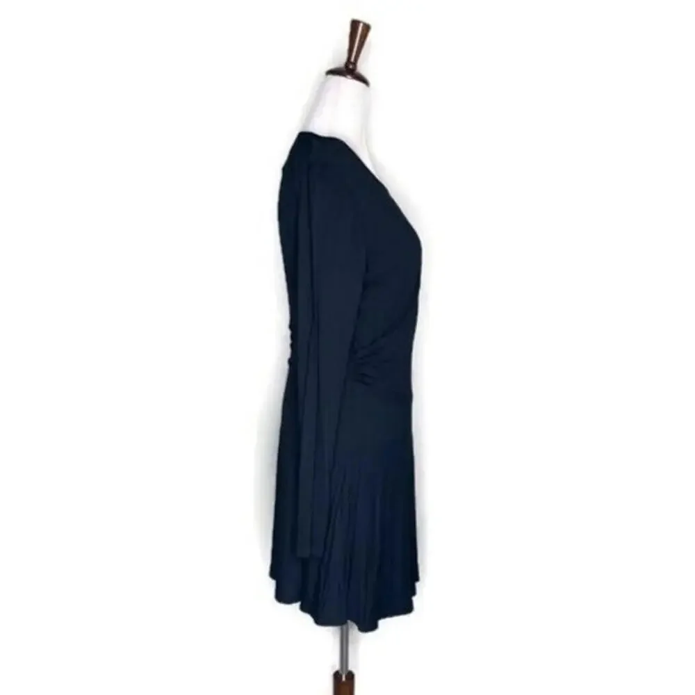 Free People Beach Vance Faux Wrap Keyhole Mini Dress Long Sleeve Knit Stretch M - Picture 3 of 6
